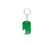 Porte-clés décapsuleur en aluminium recyclé GRS de forme rectangulaire couleur vert