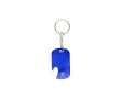 Porte-clés décapsuleur en aluminium recyclé GRS de forme rectangulaire couleur bleu