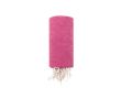 Fin paréo en coton recyclé et RPET avec franges blanches 180 g/m² couleur fuchsia