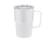 Mug thermique en acier inoxydable recyclé avec design en relief 400 ml couleur blanc
