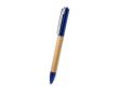 Stylo en bambou avec lampe torche LED sur le dessus, encre bleue couleur bleu