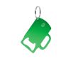 Porte-clés décapsuleur en aluminium recyclé GRS en forme de chope couleur vert