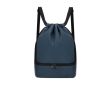 Sac à dos à cordons en PU avec poche inférieure pour chaussures couleur bleu marine