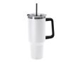 Grand mug en acier inox recyclé avec paille et ouverture 1,2 L couleur blanc