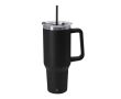 Grand mug en acier inox recyclé avec paille et ouverture 1,2 L couleur noir