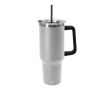 Grand mug en acier inox recyclé avec paille et ouverture 1,2 L couleur gris