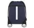 Sac à dos à cordons en RPET avec poche avant et bande réfléchissante couleur bleu marine