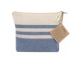 Trousse en coton recyclé à rayures avec fermeture éclair 180 g/m² couleur bleu marine