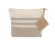 Trousse en coton recyclé à rayures avec fermeture éclair 180 g/m² couleur naturel