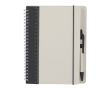 Carnet en carton recyclé, stylo à encre bleue et feuilles lignées A5 couleur noir