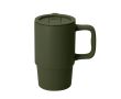 Tasse à emporter en céramique avec couvercle coulissant et mate 430 ml couleur vert foncé