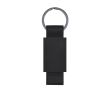 Porte-clés en aluminium mat avec lanière en cuir synthétique recyclé couleur noir