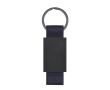 Porte-clés en aluminium mat avec lanière en cuir synthétique recyclé couleur bleu marine