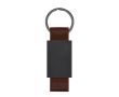 Porte-clés en aluminium mat avec lanière en cuir synthétique recyclé couleur marron