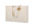 Sac à soufflet en coton recyclé avec anses longues renforcées 220g/m² couleur naturel