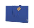 Sac à soufflet en coton recyclé avec anses longues renforcées 220g/m² couleur bleu