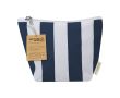Trousse à rayures avec fermeture zippée en coton recyclé couleur bleu marine