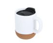 Tasse en céramique à emporter avec base en liège et couvercle 330 ml couleur blanc
