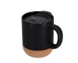 Tasse en céramique à emporter avec base en liège et couvercle 330 ml couleur noir