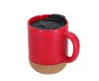 Tasse en céramique à emporter avec base en liège et couvercle 330 ml couleur rouge