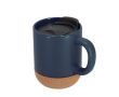 Tasse en céramique à emporter avec base en liège et couvercle 330 ml couleur bleu marine