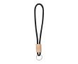 Porte-clés en cordon polyester coloré avec réglage en bambou couleur noir