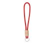 Porte-clés en cordon polyester coloré avec réglage en bambou couleur rouge
