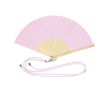 Éventail en polyester avec tiges en bambou et corde de transport couleur rose