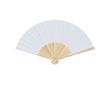 Éventail avec tiges en bambou et tissu en polyester en couleurs couleur blanc