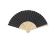 Éventail avec tiges en bambou et tissu en polyester en couleurs couleur noir