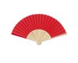 Éventail avec tiges en bambou et tissu en polyester en couleurs couleur rouge