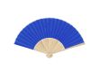 Éventail avec tiges en bambou et tissu en polyester en couleurs couleur bleu