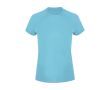 T-shirt technique femme manches courtes raglan polyester 135 g/m² couleur turquoise