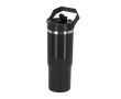 Gobelet isotherme double paroi avec paille et anse de transport 900 ml couleur noir
