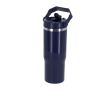 Gobelet isotherme double paroi avec paille et anse de transport 900 ml couleur bleu marine