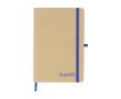 Carnet A5 à couverture rigide en carton recyclé, pages lignées couleur bleu
