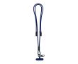 Lanyard porte-téléphone en polyester RPET avec câble de charge intégré couleur bleu marine