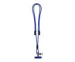 Lanyard porte-téléphone en polyester RPET avec câble de charge intégré couleur bleu