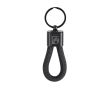 Porte-clés avec cordon en polyester et plaque métallisée pour marquage couleur noir
