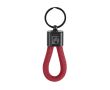 Porte-clés avec cordon en polyester et plaque métallisée pour marquage couleur rouge