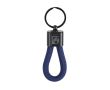 Porte-clés avec cordon en polyester et plaque métallisée pour marquage couleur bleu marine