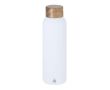 Gourde en inox avec finition caoutchoutée et bouchon en bambou 700 ml couleur blanc
