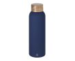 Gourde en inox avec finition caoutchoutée et bouchon en bambou 700 ml couleur bleu marine