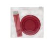 Set dentaire de voyage avec brosse et gobelet pliable, sac plastique couleur rouge