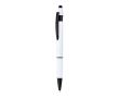 Stylo tactile en aluminium recyclé, finition gomme, encre bleue couleur blanc