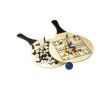 Set de 2 raquettes en bois et balle avec jeux sur les raquettes couleur noir