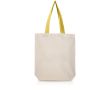 Sac en coton avec soufflet inférieur et poignées colorées 180 g/m² couleur jaune