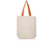 Sac en coton avec soufflet inférieur et poignées colorées 180 g/m² couleur orange