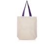 Sac en coton avec soufflet inférieur et poignées colorées 180 g/m² couleur violet