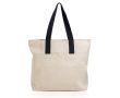 Sac en coton canvas avec fermeture et poignées colorées 280 g/m² couleur noir